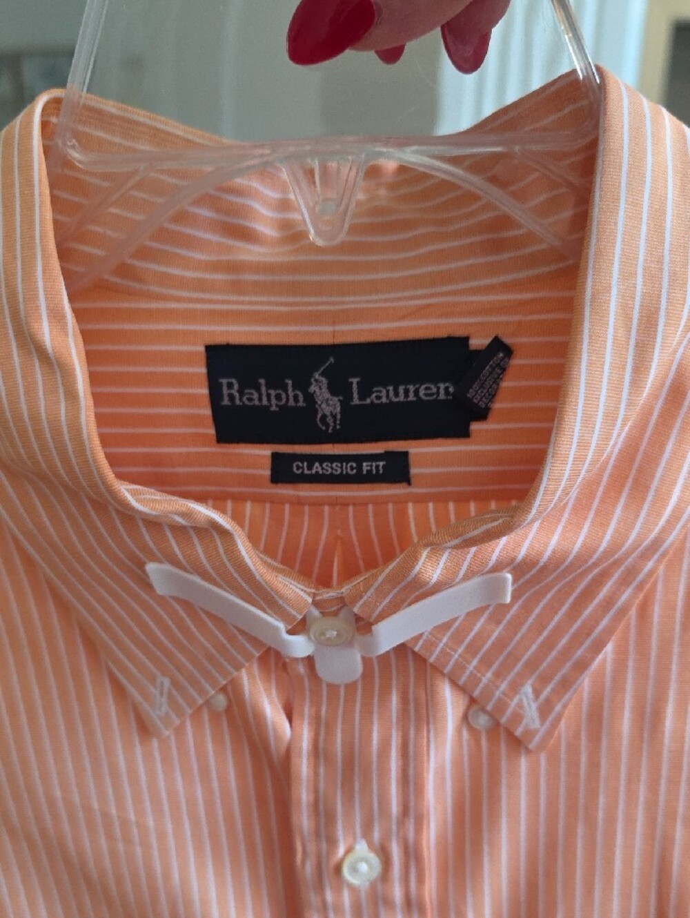Ralph Lauren Men’s Classic Peach and White Stripe Button-Down Shirt XXL - Picture 7 of 10